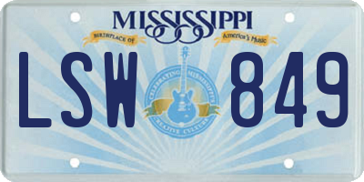MS license plate LSW849