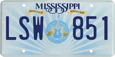 MS license plate LSW851