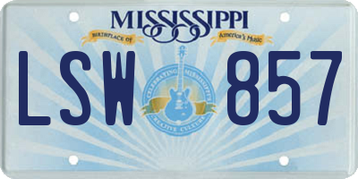 MS license plate LSW857