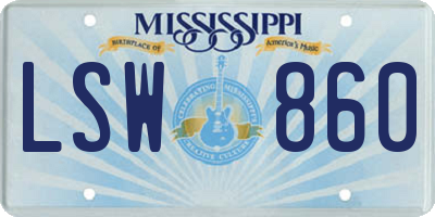 MS license plate LSW860