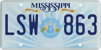 MS license plate LSW863