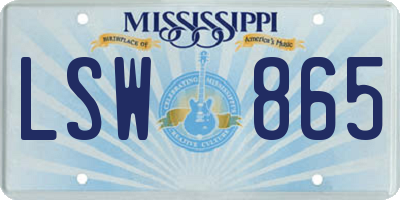 MS license plate LSW865
