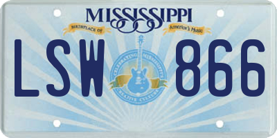 MS license plate LSW866