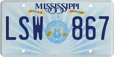 MS license plate LSW867