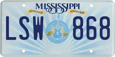 MS license plate LSW868