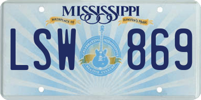 MS license plate LSW869
