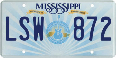 MS license plate LSW872
