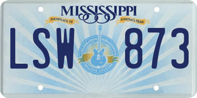 MS license plate LSW873