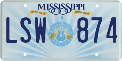 MS license plate LSW874