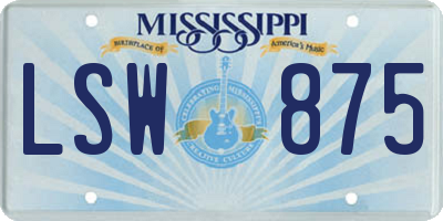 MS license plate LSW875