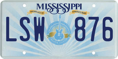 MS license plate LSW876