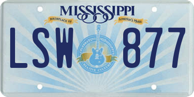 MS license plate LSW877