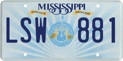 MS license plate LSW881