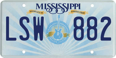 MS license plate LSW882