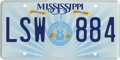 MS license plate LSW884