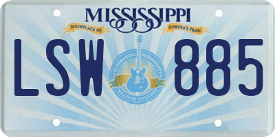 MS license plate LSW885