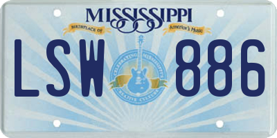 MS license plate LSW886