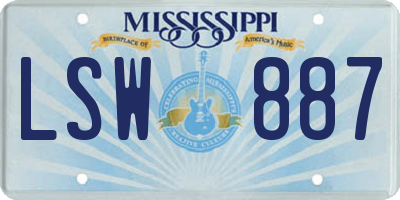 MS license plate LSW887