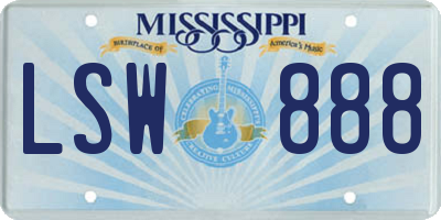 MS license plate LSW888