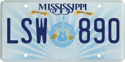 MS license plate LSW890