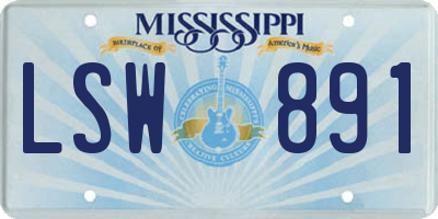 MS license plate LSW891