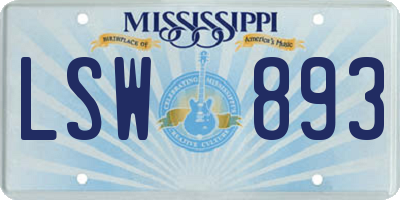 MS license plate LSW893