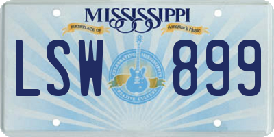 MS license plate LSW899