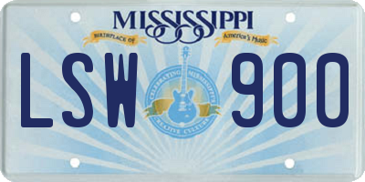 MS license plate LSW900