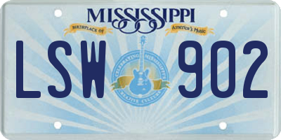 MS license plate LSW902