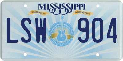 MS license plate LSW904