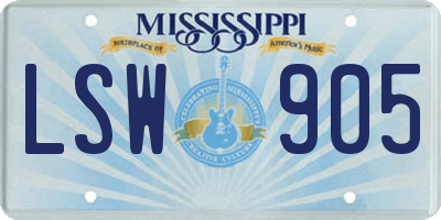 MS license plate LSW905