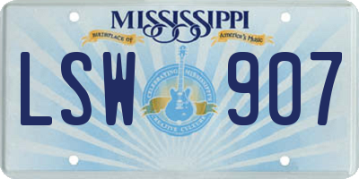 MS license plate LSW907