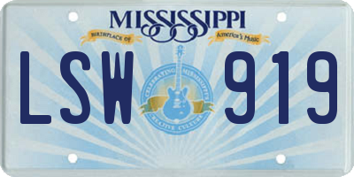 MS license plate LSW919