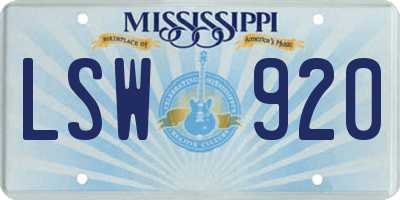 MS license plate LSW920