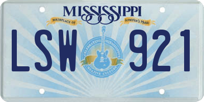 MS license plate LSW921