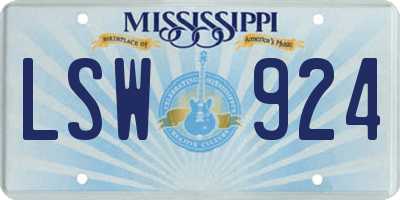 MS license plate LSW924