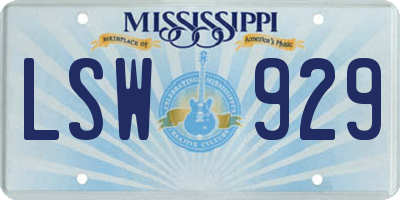 MS license plate LSW929