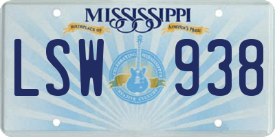 MS license plate LSW938