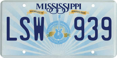 MS license plate LSW939