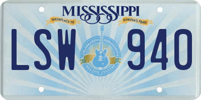 MS license plate LSW940