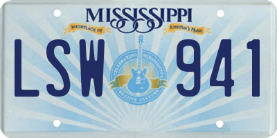 MS license plate LSW941