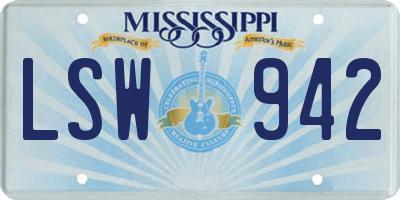MS license plate LSW942