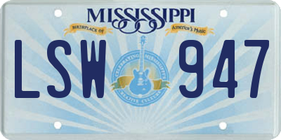 MS license plate LSW947