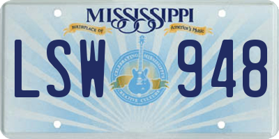 MS license plate LSW948