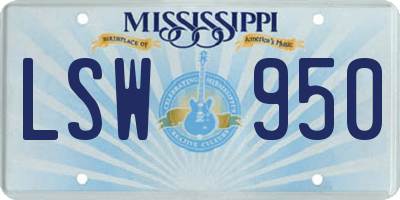 MS license plate LSW950