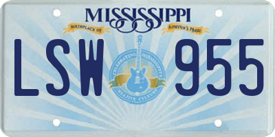 MS license plate LSW955