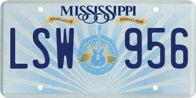 MS license plate LSW956