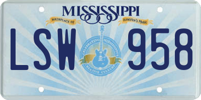 MS license plate LSW958