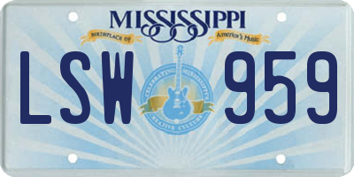 MS license plate LSW959