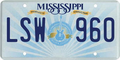 MS license plate LSW960